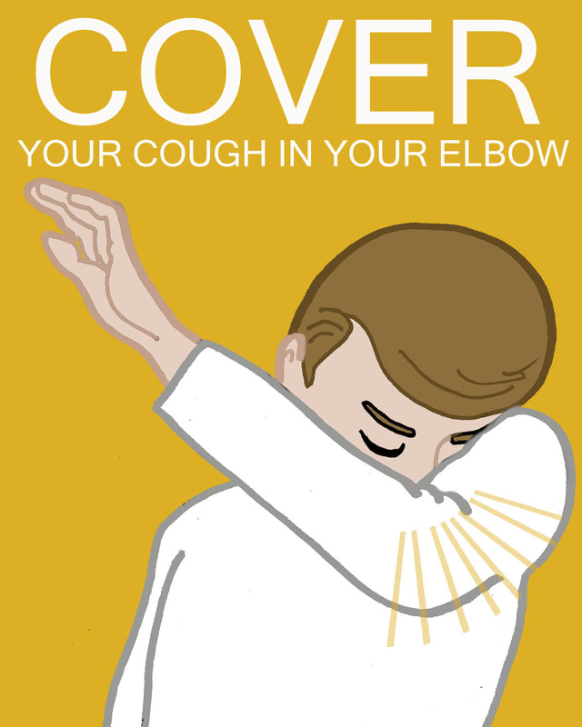 Person covering their cough with their arm